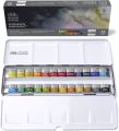 Winsor & Newton : Professional Watercolour : Lightweight Metal Sketchers Box Set : 24 Half Pans (24 Colors Set). 
