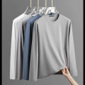 modal cotton white long sleeve t-shirt men's spring and autumn new underwear top solid color base shirt sweatshirt autumn coat. 