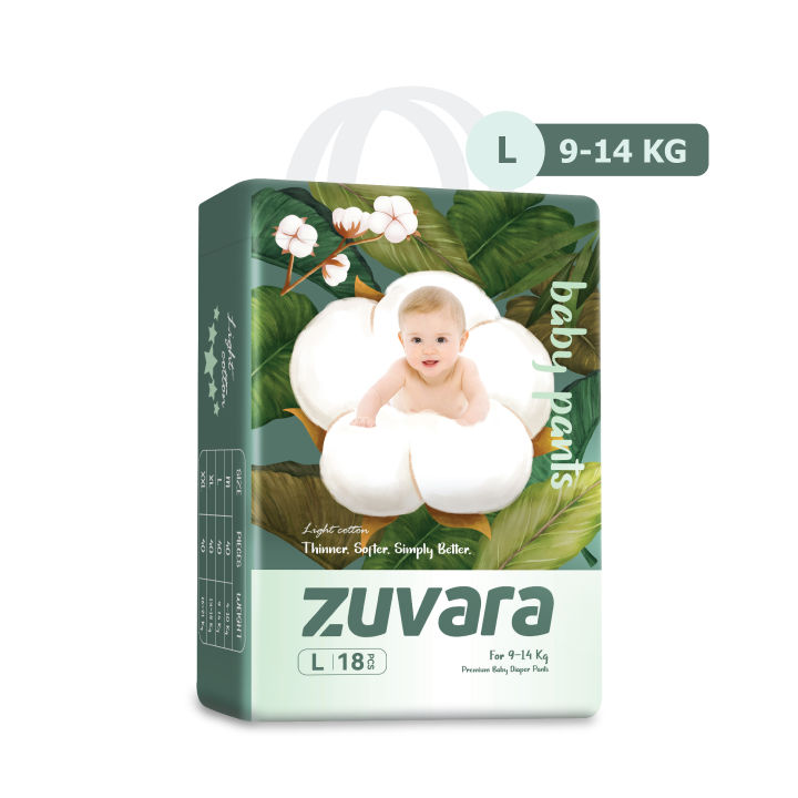 Zuvara Feather Diaper Pants - L (Pack Of 18)