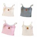 Sweet fit slim fit vest top bow slim fit with bra sleeveless fashion bow cute bear print Original lace floral camisole, round neck cushion lace cropped flower girl top seaside. 
