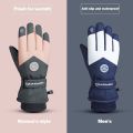 Waterproof Fleece Winter Touch Screen PU Leather Snow Gloves Riding Gloves Ski Gloves. 