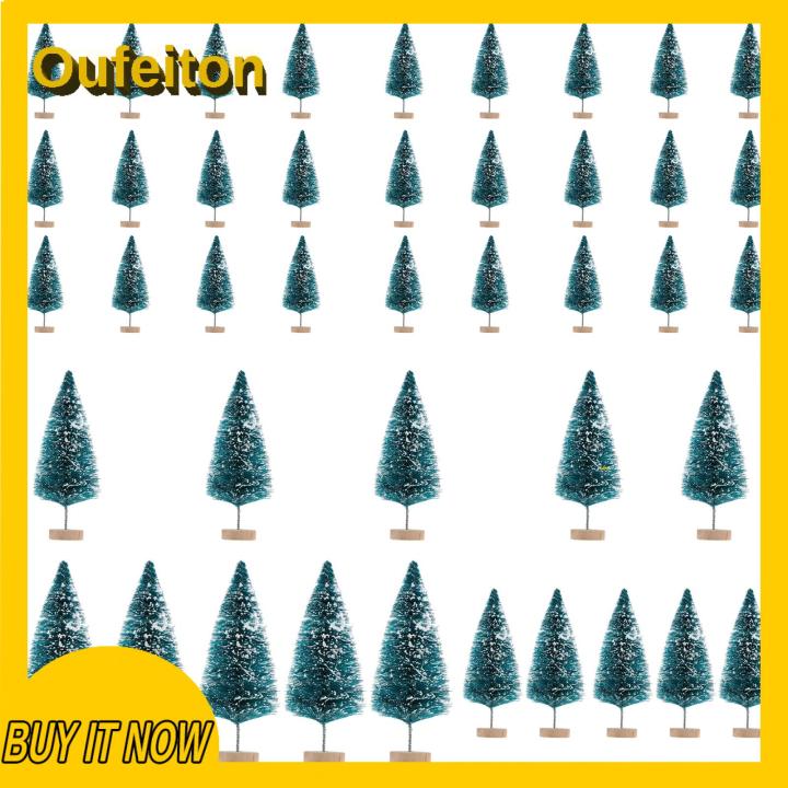 Oufeiton Modern Holiday Tree Mini Christmas Tree Set with Wooden Base Colorful Decorations for Home Party Diy 24/45 Pcs Reusable Artificial Pine
