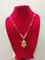 Pure Gold Plated Chain With Ganesh Shaped Locket With White Stone And Ruby For Women. 