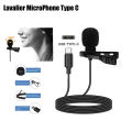 USB Type-C Lavalier Microphone for Android, Omnidirectional Lapel Kit for Audio Video Recording, Clip-on Wired Mic for YouTube Interview. 
