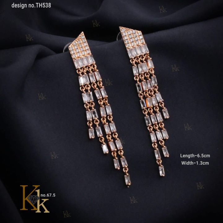 18k Gold Plated Earring With  American Diamond