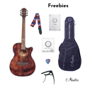 Mantra Moksha Semi Acoustic Guitar - 3 Band Equalizer and Tuner With Free Bag, Picks, String, Strap and Capo. 