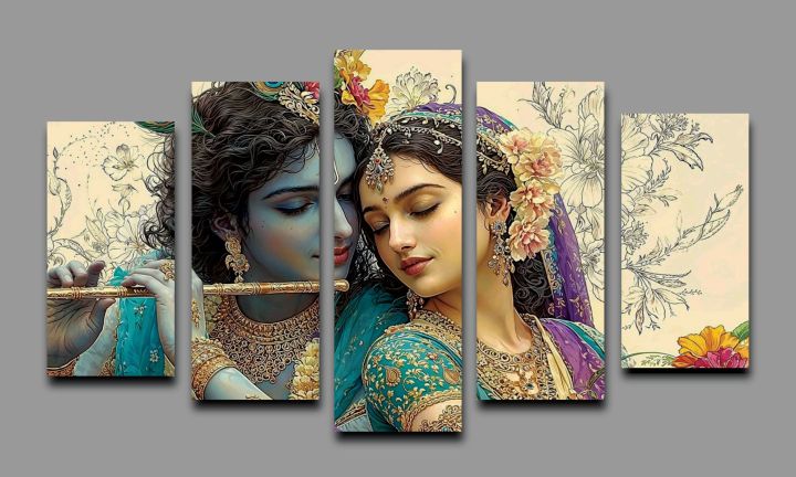 Radha%20Krishna%205-Piece%20Canvas%20Wall%20Art%20%E2%80%93%20%205%20pcs%20-%20Image%202