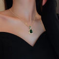3Pcs Emerald Crystal Necklace Earrings Jewelry Set - Versatile Banquet Wedding Design, Alloy. 
