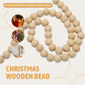 NAMUNY 9 Foot Natural Wood Bead Christmas Garland Wooden Christmas Tree Garland Perfect for Rustic Natural Country Farmhouse. 