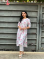 Aamayra Fashion House Pink Flower Printed White Straight Kurti For Women. 