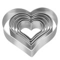 BAKERY HUB 5 Piece Stainless Steel Heart Shaped Cake/Bakery Cutter  6, 7,8, 9 & 10 inch (Pack of 5 Heart Shaped Cutters). 