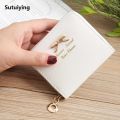 Sutuiying 1PC Wallet Female Short for Coins New Cute Candy Bow Women Small Original Leather Wallets Zipper Purses Girls Lady Purse Card Holders. 