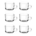 Transparent Crystal Clear Glass Tea Cup Set 180ML - Set Of 6. 
