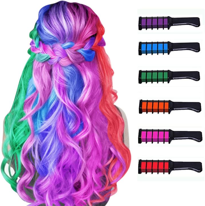 Hair Chalk Comb Temporary Bright Hair Color Dye for Girls Kids, Washable Hair Chalk for Kids Girls Gift for Birthday/Valentine's Day/Easter/Children's Day/DIY/Cosplay Party