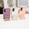 AnDyH Phone Case for OPPO Reno 7Z Reno 8Z Reno 7 Lite Reno 5 Lite 5G F21 Pro 5G Cute Quicksand Liquid Bear Bracket Anti Drop Camera Protection. 