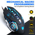 T-WOLF V6 Wired Gaming Mouse | USB Optical RGB LED | Adjustable DPI | Ergonomic Design. 