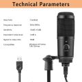 USB Microphone Plug and Play LED Indicator Volume Adjustment Professional Studio Microphone for PC Laptop. 