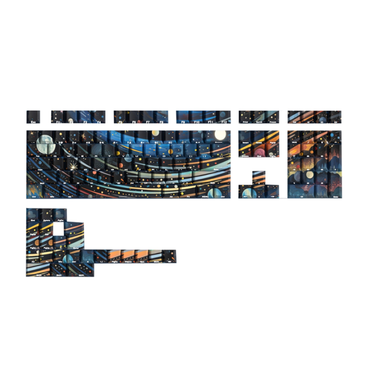 Starry Skys Cherry Keycaps PBT Material Side Letter Dye-Sub Keys Caps for Mechanical Keyboard ISO ANSI Layout B