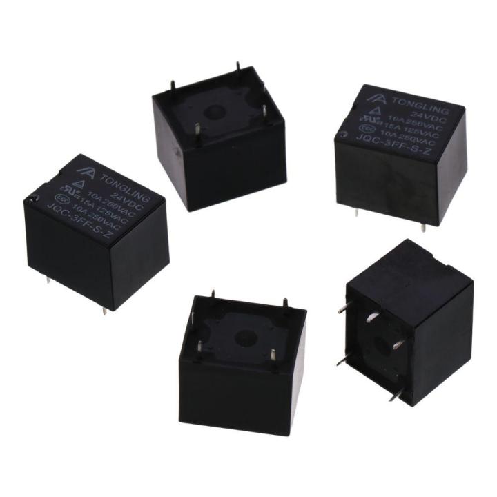 Metallic Relay 5pcs Conductivity JQC-3FF-S-Z Electromagnetic Power Relay DC 24V Black ...