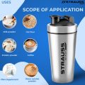 Strauss Stainless Steel Shaker Bottle 739 ML for Protein Shake, 100% Leakproof , Ideal for Protein, Pre Workout, BCAAs & Water. 