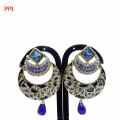 Ppj Collection Nadra Gold Plated Vintage Ethnic Round Earring Purple And White Earring For Women - 1 Pair. 