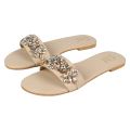 CAI Beige Embellished Flats Sandal For Women. 