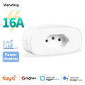 Wenefang Tuya Zigbee 3.0 Smart Brazil Plug 16A Brazil Socket Outlet with High Quality Energy Monitoring Timer Voice for Smart Life Alexa Google Home. 
