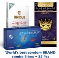 World's Best Condom Combo Pack 3 box of 32 Pcs. 