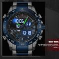 NAVIFORCE NF9171 Dual Movement Digital Analog Function Quartz Watch - Blue | Fashion Stainless Steel Watch For Men. 
