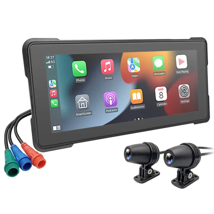 6.86 Inch Portable Motorcycle DVR Wireless Carplay Android Auto ...