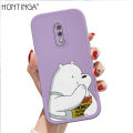 Hontinga for Realme X Back Cover PU Leather We Bare Bears Print Soft Silicone Edge Phone Case. 