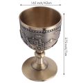4X Classical Metal Wine Cup Handmade Small Goblet Household Copper Wine Glass Carving Pattern. 