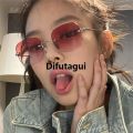 Difutagui New style [ New ] Anti-Blue Light Square Frameless Plain Glasses Special 2021 Fashionable Metal Sunglasses with Glasses Frame jennie. 