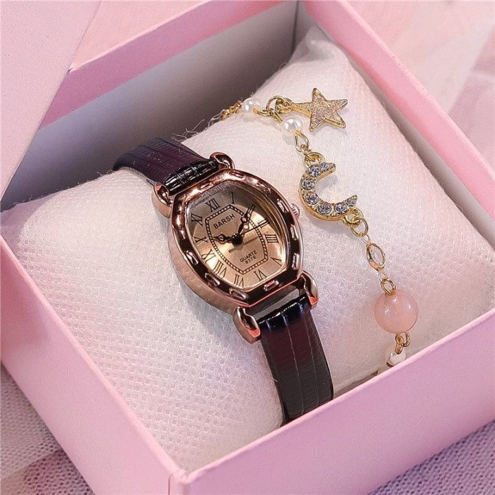 【Innovative design】[Can last for 10 years] Barrel-Shaped Artistic Temperament Women's Watch Retro British Style Thin Strap Petite Student Niche Simple Fashion Women's Watch [Top-notch quality]