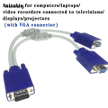 Wenefang 1 male to 2 female VGA split screen cable 1 Computer Dual 2 Monitor Adapter Y Splitter Two Ports VGA extension Cable 15 pin. 