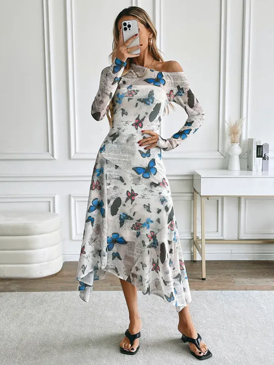 Autumn%20Women%20Maxi%20Dresses%20New%20Streetwear%20Fashion%20Letters%20Butterfly%20Print%20Skew%20Collar%20Dress%20Casual%20Slim%20Lady%20Dress%20Clothing%20-%20Image%202