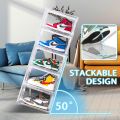 Stackable Sneaker Storage Box – Foldable with Magnetic Side Door. 