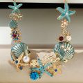 Calista Beach Style Shell Necklace Exquisite Ocean Theme Women's Necklace with Starfish Coral Shell Faux Pearl Rhinestone Decor for Vacation. 