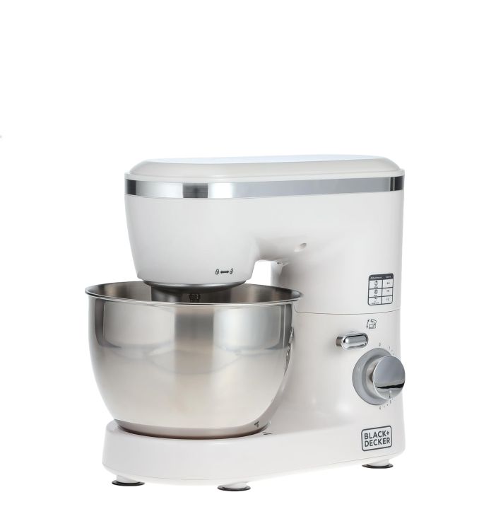 Black & Decker 1000W Stand Mixer, White/Silver - Sm1000-B5