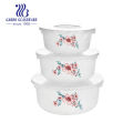 3Pcs Opal Glass Bowl Set Stackable Food Storage Bowls Freezer & Microwave Safe. 