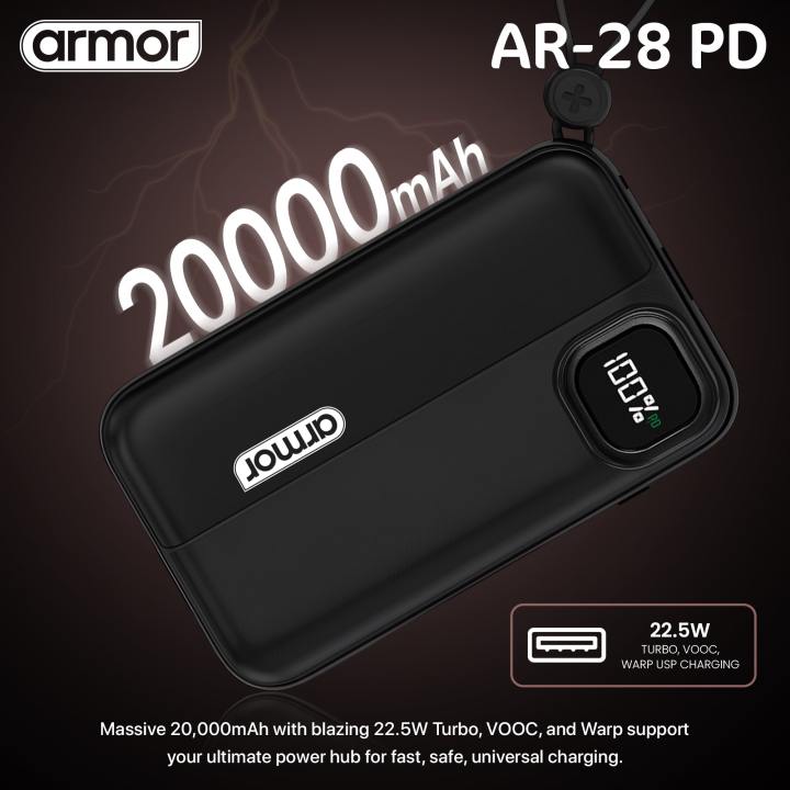Armor%20AR-28PD%2020000mAh%20Power%20Bank%20%7C%2022.5W%20Fast%20Charging%20%7C%20Turbo/VOOC/Warp%20Support%20%7C%20Dual%20Built-in%20Cables%20(Type-C%20&%20Lightning)%20%7C%20Mini%20Size%20%7C%20Flight%20Friendly%20%7C%20400%20Days%20Warranty%20-%20Image%202