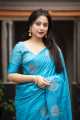 New Trending Pattern in Soft Silk Woven Saree By Sapnaaz Fashion - Light Blue. 