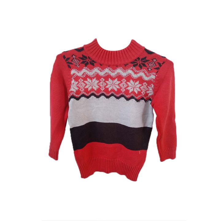 Girl Closed Neck stripe Pattern sweater