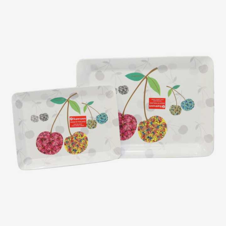 Set Of 2 Superware White Cherry Tray