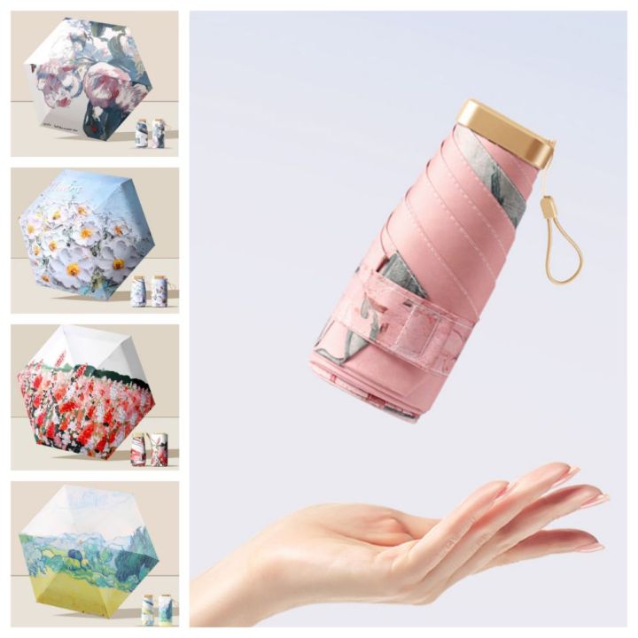 Lightweight Portable Mini Sun Umbrella Folding UPF 50+ Sunscreen Parasol Waterproof 5 Fold Compact Pocket Umbrella Travel
