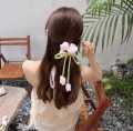 BLUE BELL=Tulip Flower Fringe Hair Ties Ribbons Scrunchie Hair Tie  Hair Band Accessories. 