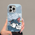 Cat and Mouse Graffiti Phone Case Compatible for IPhone 7Plus 15 11 12 14 13 Pro Max 8 7 Plus XR X XS Max Couples Plating Metal Lens Soft Cover. 