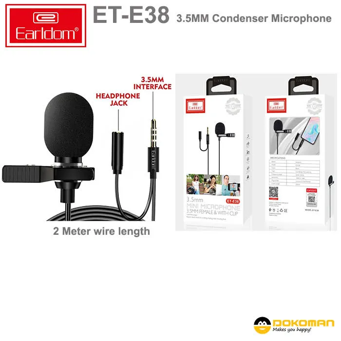 Earldom%20ET-E38%203.5mm%20Condenser%20Wired%20Microphone%20With%20Headphone%20Input,%20Cardioid%20Mic%20For%20Mobile,%20PC%20,DSLR%20Camera,%20Singers%20-%20Image%202
