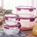 1/4Pcs Safe Plastic Round Storage Box with Lid Sealed Rectangular Food Containers Stackable Trasparent Crisper. 