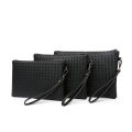 New Men's Woven Clutch Large Capacity Soft Leather Handbag Envelope Trendy Business Men's Bag Live Supply. 